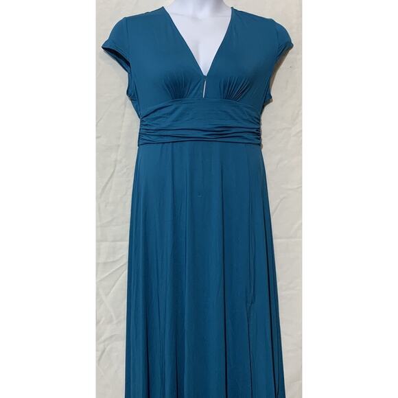 Anrabess Teal Blue Maxi Dress Womens L Short Sleeve - Picture 2 of 8